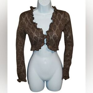 Brown Ruffled Crop Top NWOT